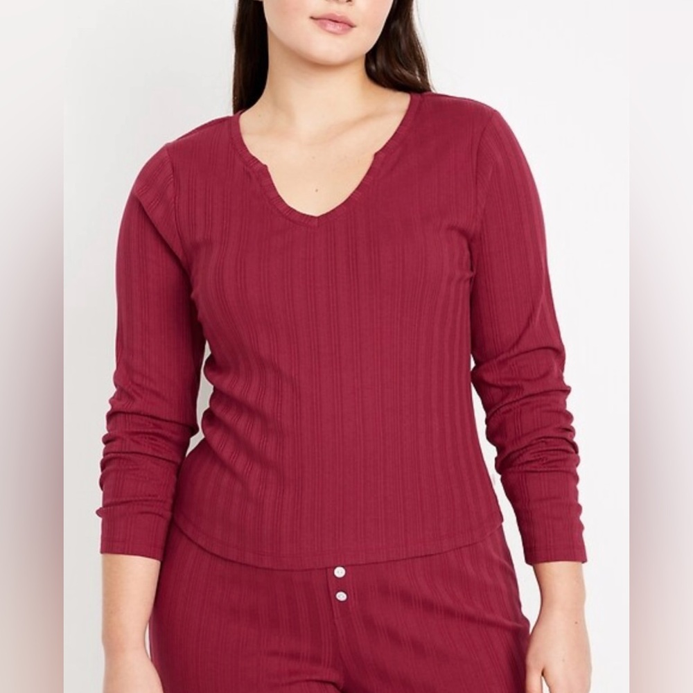 Old Navy 4X Redstone Pointelle Knit Pajama Top Long Sleeve Sleepwear